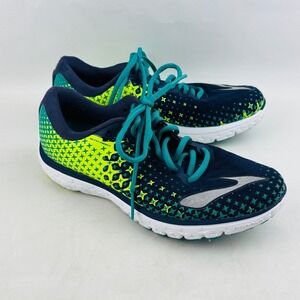 Brooks PureFlow 5 Running Shoes Womens 8 Navy Blue Neon Yellow Athletic Sneaker